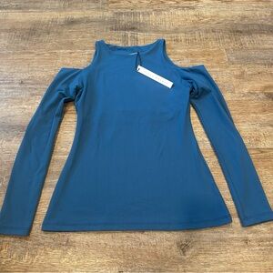 Susana Monaco Taboo Blue Cold Shoulder Spandex Top